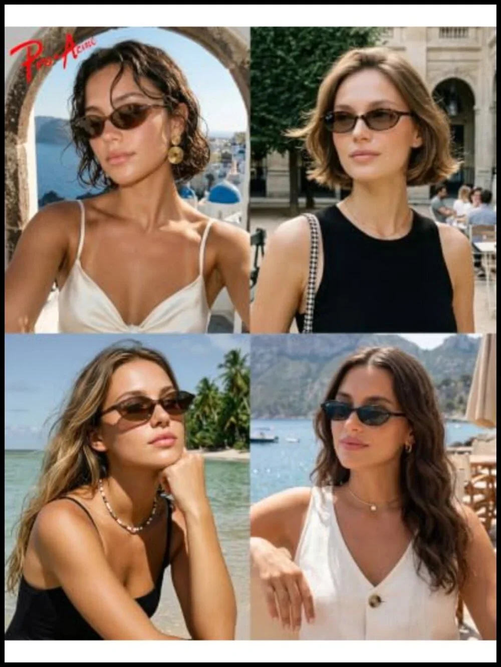 Polarized Retro Oval Cat Eye Sunglasses Lightweight Sun Glasses